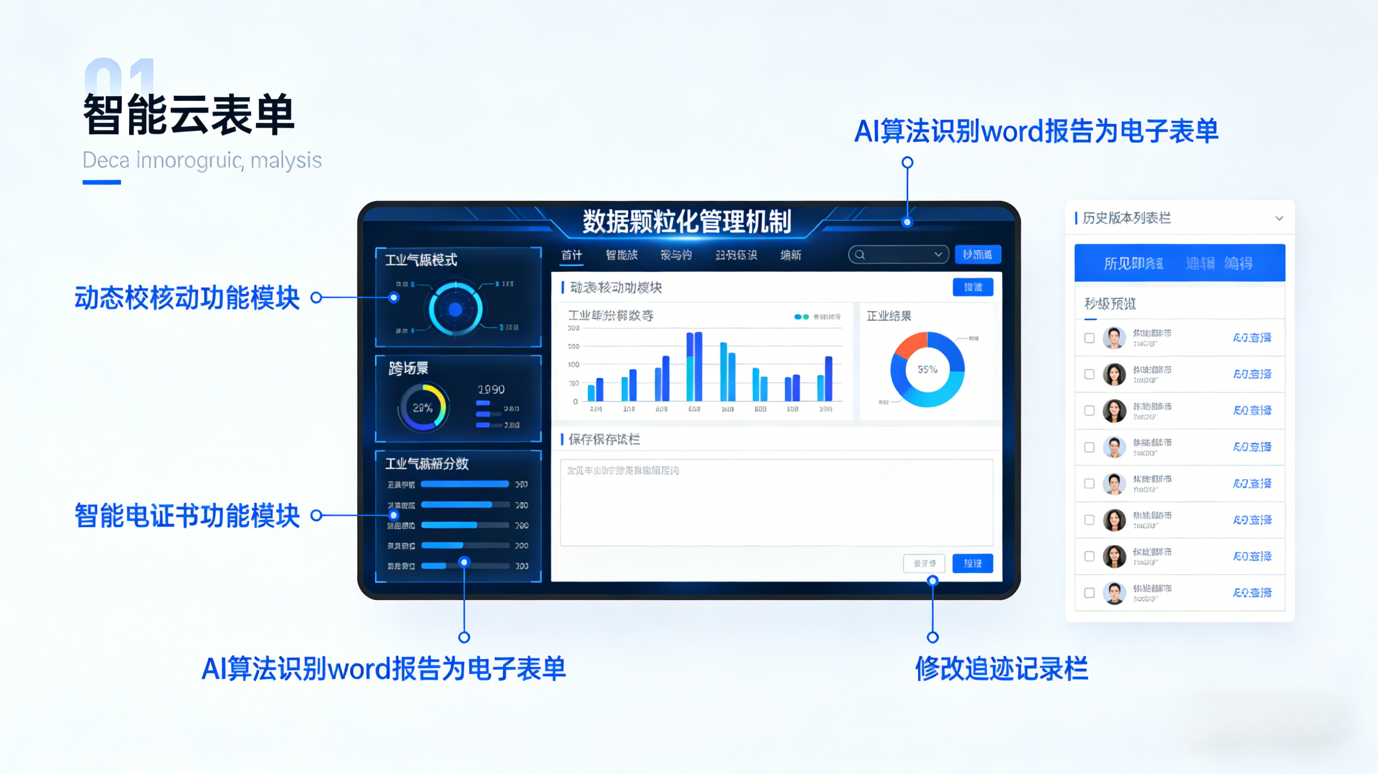 云表单系统的设计界面和数据管理功能展示